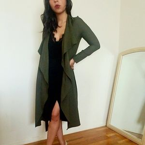 DARK OLIVE DRAPE TRENCH CARDIGAN